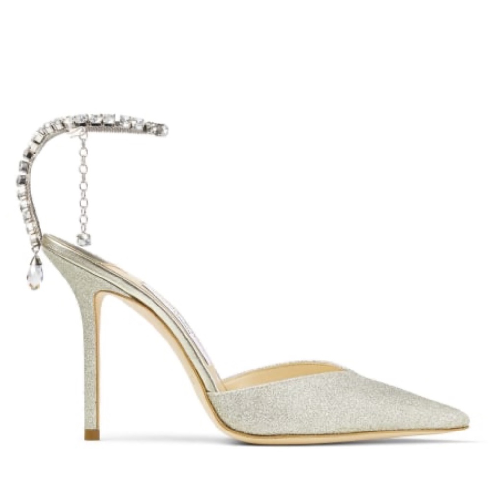 NWOB Jimmy Choo Women's Saeda 100 Dusty Glitter Pumps w/ Crystals, Retail $1,095